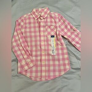 Boys Arizona pink check long sleeve button down. NWT. Size XXS 4/5